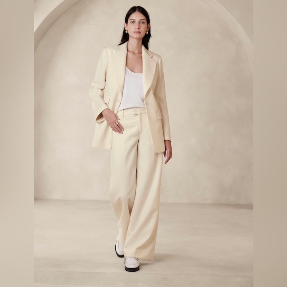 NWT! Banana Republic Transition Cream Lido Wide Leg Wool Pants - Multiple